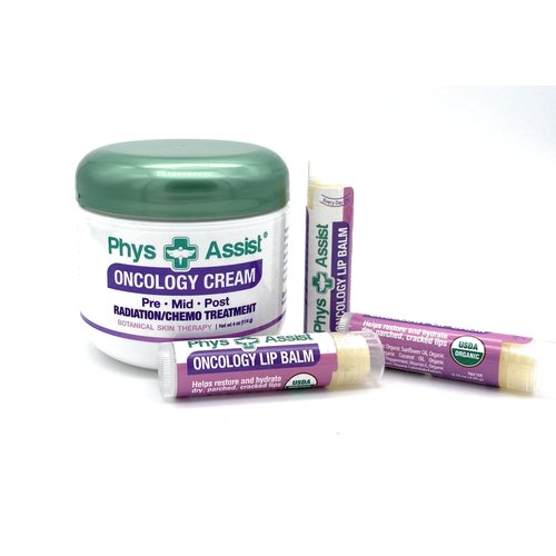 Oncology Cream 4 oz plus 3 Pack Lip Balm. Hydrating to Stressed Skin Undergoing Chemo or Radiation. Skin Therapy. Made with Botanicals.