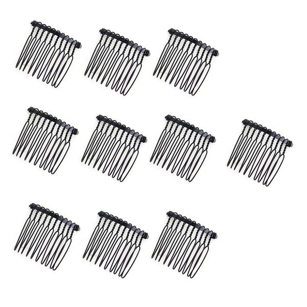 10 Teeth Metal Black Hair Clip Combs Magic Hair Side Barrettes Wire Twist Bun Clamp Invisible Bang Comb 10Pcs