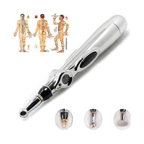 Zeerkeer Acupuncture Pen 3-in-1 Electronic Acupuncture Pen for Pain Relief, Powerful Meridian Energy Pulse Massage Pen, Includes Massaging Gel