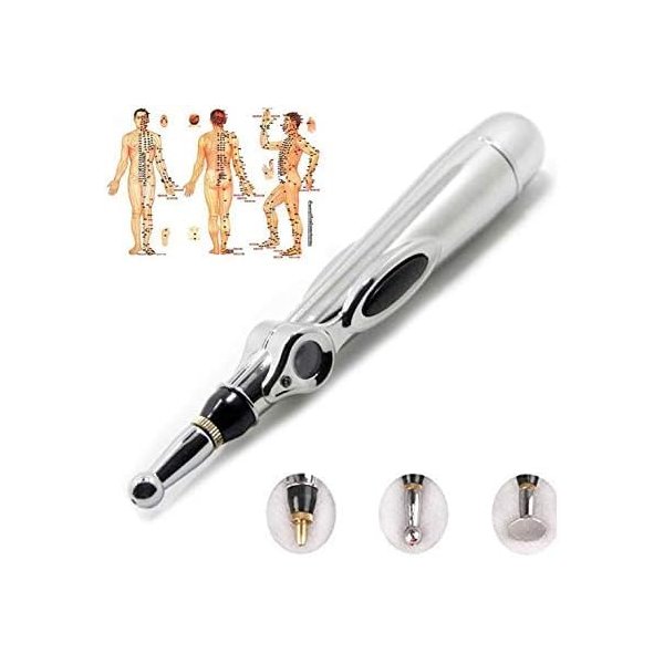 Zeerkeer Acupuncture Pen 3-in-1 Electronic Acupuncture Pen for Pain Relief, Powerful Meridian Energy Pulse Massage Pen, Includes Massaging Gel