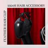 Gangel 1920s Flapper Headband Great Feather Hair Clip Roaring 20s Headpiece Vintage Flower Hairband Harlem Nights Prom Headbands for Women (black)
