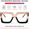 AIEYEZO Oversized Square Blue Light Glasses for Women Cute Big Frame Glasses Fashion Clear Multi-Color Computer Eyewear (Black + Champagne Black)