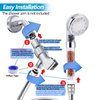 FASTRAS LED Shower Head with Handheld, High Pressure Shower Head with Hose, Holder & PTFE Tape etc, 3 Water Temperature-Controlled Water Saving Filtered Shower Head for Dry Hair& Skin