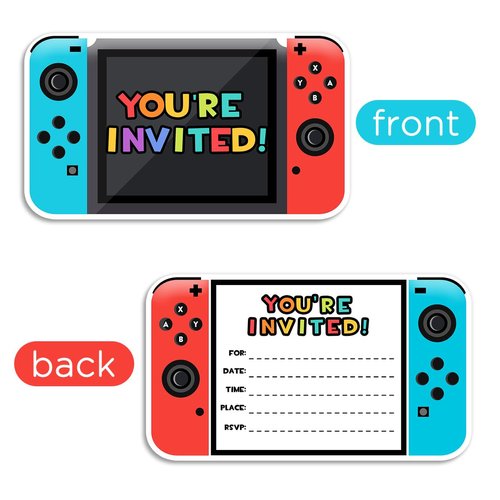 Yangmics Direct Video Gamer Birthday Party Fill In Invitations, Video Game Party Invitations, Decorations, Favors for Boys Kids, 30 Invitations + 30 Envelopes
