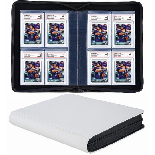 40 Pockets Graded Card Binder, Toploading PSA Slab Holder Album, PU Leather Graded Card Storage Binder, Premium 4 Pocket PSA Card Binder Album with Sleeves