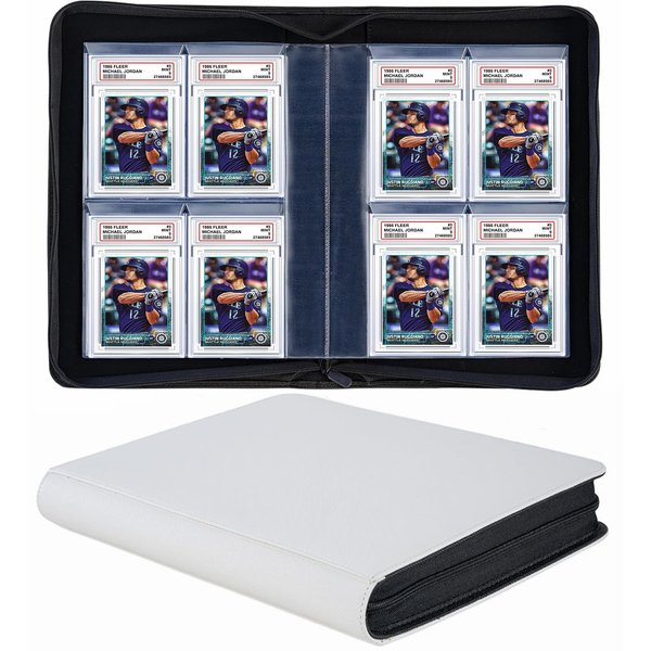 40 Pockets Graded Card Binder, Toploading PSA Slab Holder Album, PU Leather Graded Card Storage Binder, Premium 4 Pocket PSA Card Binder Album with Sleeves