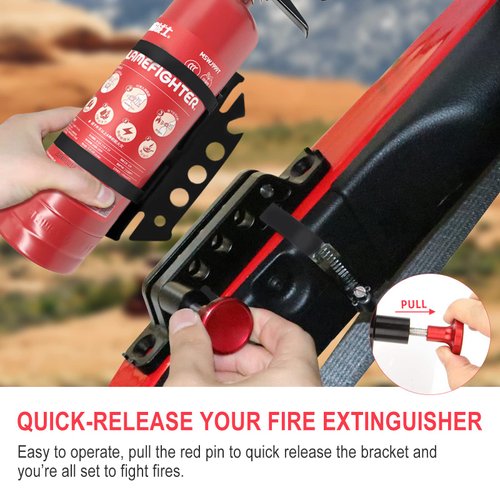 Samman Quick Release Fire Extinguisher Mount Aluminum Adjustable Roll Bar Fire Extinguisher Holder Compatible with Trucks Jeep Wrangler UTV ATV SXS