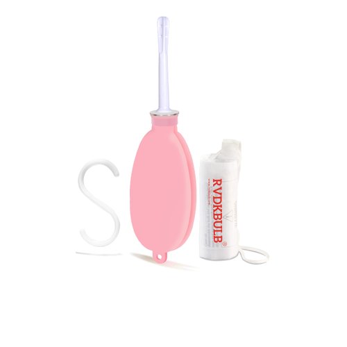 RVDKBULB Reusable Silicone Travel Douche Bag - Vaginal Douche for Women, Pocket Size, 24 Fl Oz Capacity, Pink