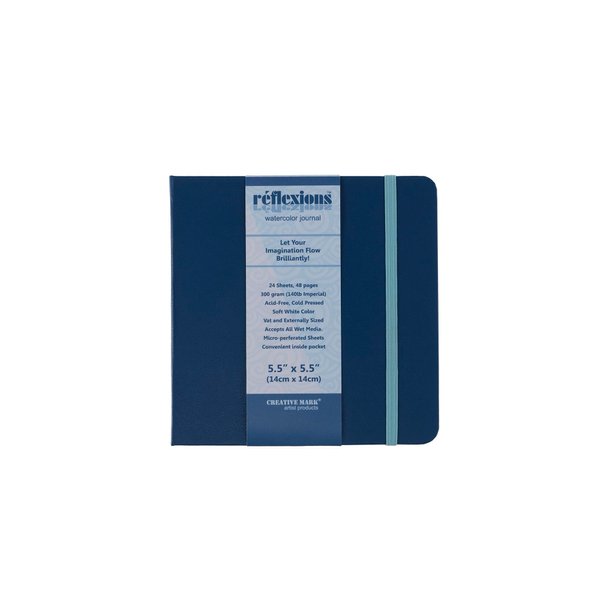 Creative Mark Hard Leather Bound Field Sketch Book [48 Pages - 5.5 x 5.5"] with Elastic Strap, Ideal for Artist, Micro Perforated White Papers, Perfect for Dry Media and Drawing