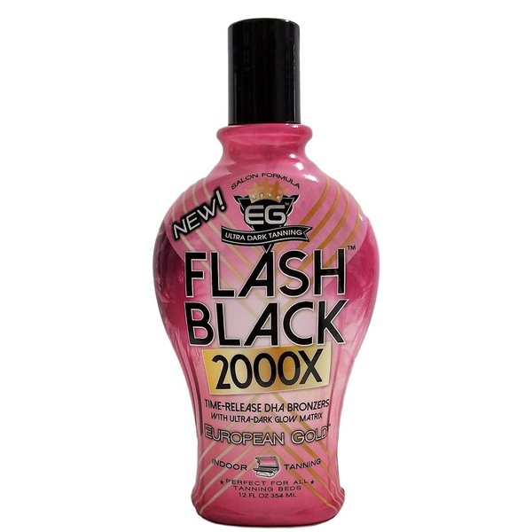 European Gold Flash Black 2000X Indoor Tanning Lotion with Time-Release DHA Bronzers, 12 Ounce