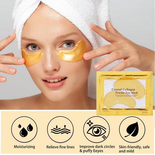 30 Pairs Lip Masks & Eye Masks, 24K Gold Gel Crystal Collagen Under Eye Patches for Puffy Eyes, Dark Circles and Wrinkles, Moisturizing Nourishing Collagen Lip & Eye Mask Set for Women Men