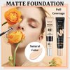 2 Pack Full Coverage Liquid Foundation,Moisturizing BB Cream Foundation Makeup Set with Foundation Brush,Oil Control Long Lasting Waterproof Concealer CC Cream Foundation for Women（Natural）