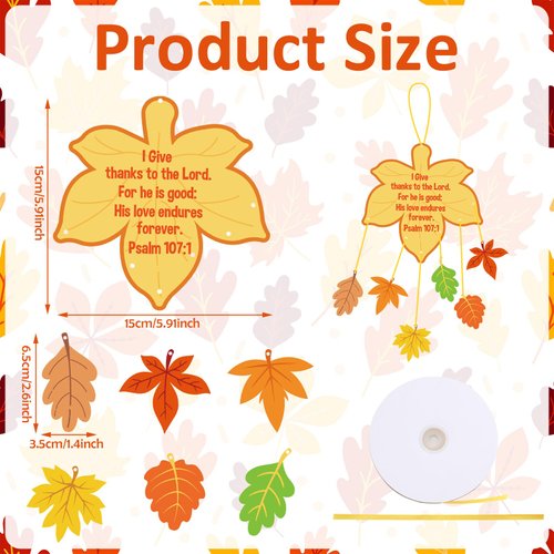 Zhanmai 30 Sets Thanksgiving Leaves Mobile Craft Kit for Kids Make Your Own Fall Thanksgiving Sunday School Craft for Toddler Classroom Autumn Thanksgiving Party Fun Home Activities