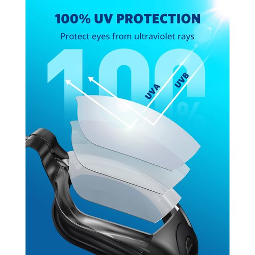 Aegend Swim Goggles, Swimming Goggles No Leaking Full Protection Adult Men Women Youth, Black-color Lens
