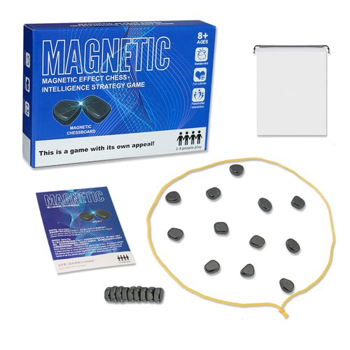 Magnetic Chess Game with Stones, Magnet Game, 2024 New Magnetic Board Game, Family Games for Kids Chess Puzzle and Adults Strategy Table Top Magnet Game with Rope