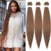 Brown Pre Stretched Braiding hair 26 Inch Colored Braiding Hair Prestretched 3 Packs Hot Water Setting Braiding Hair Extensions for Braids(30#, 26 Inch (Pack of 3))