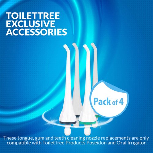 ToiletTree Products Replacement Tips for Poseidon & Professional Oral Irrigator, 4 Pack