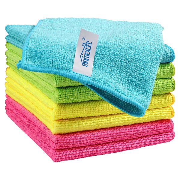 HOMEXCEL Microfiber Cleaning Cloth,8 Pack Cleaning Rag,Cleaning Towels with 4 Color Assorted,11.5"X11.5"(Green/Blue/Yellow/Pink)