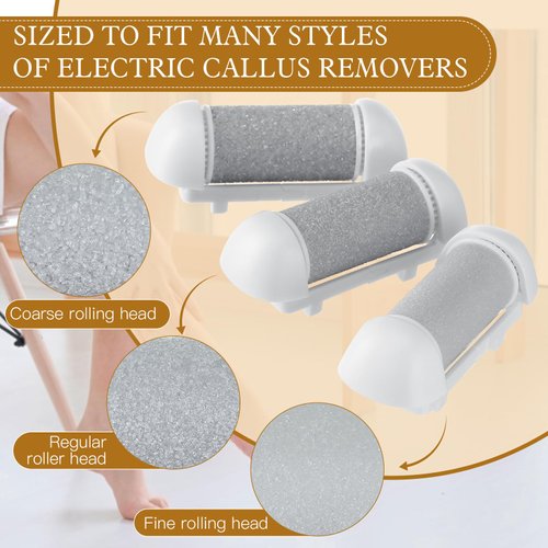 Qinyoung 9 Pcs Different Replacement Roller Head for Electric Callus Remover Feet Pedicure Kit Care Foot Roller Refills Extra Coarse Regular Coarse Fine Coarse Pedicure Tools for Dead Skin