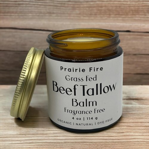 Beef Tallow Balm - 4 oz - Organic Grass Fed and Finished Tallow - Moisturizing Skin Care Fragrance Free