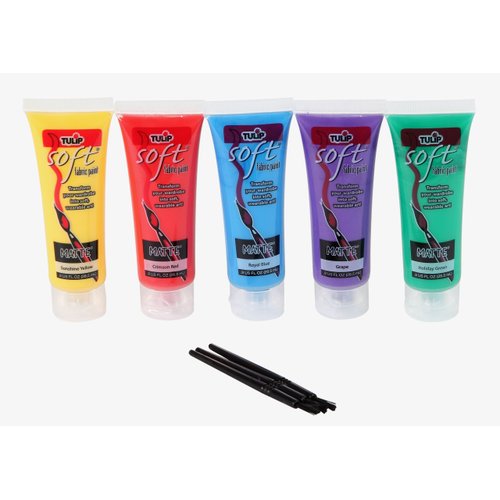 TULIP Soft Fabric Paint Primary, 0.9 Ounce (Pack of 5), Multicolor, 4 Fl Oz