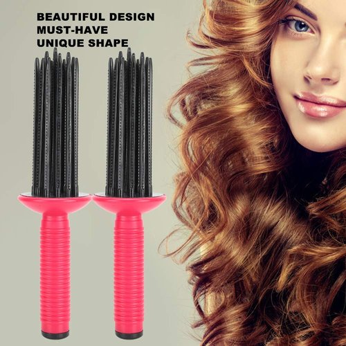 Fluffy Curling Wand and Anti-Slip Hair Comb for Women - 2pcs Pin Curl Tool and Root Comb for Voluminous Hairstyling (17 Comb Teeth)