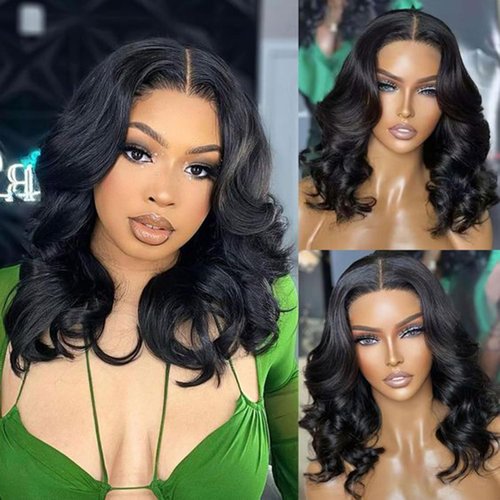 Cfaimity Bob Wig Human Hair 13x4 Body Wave HD Lace Front Wigs Human Hair 10 Inch Glueless Transpa...