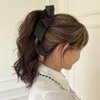 2 Pcs Bow Banana Hair Clip Ribbon Vertical Bowknot Ponytail Claw Clip Solid Color Ponytail Holder Hair Accessories for Women Girls Banana Barrette Claw Hairpin