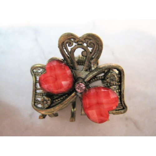 Generic small mini metal jeweled antique bronze hair claw clip
