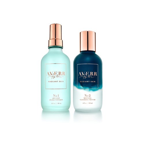 Averr Aglow Forever Radiant Set No.1 & No.2, Opulent Hydration Dew & Refining Cleansing Nectar, Anti-Aging, Moisturizer, Recover Skincare Hydration Set