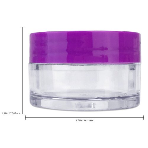 Beauticom 20 gram/20ml Empty Clear Small Round Travel Container Jar Pots with Lids for Make Up Powder, Eyeshadow Pigments, Lotion, Creams, Lip Balm, Lip Gloss, Samples (12 Pieces, Purple)