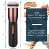 Round Top Foundation Brush, Premium Kabuki Makeup Brush for Liquid, Blending, Cream, Powder,Blush Buffing Stippling Face Makeup Tools (Black, B (Round Top))