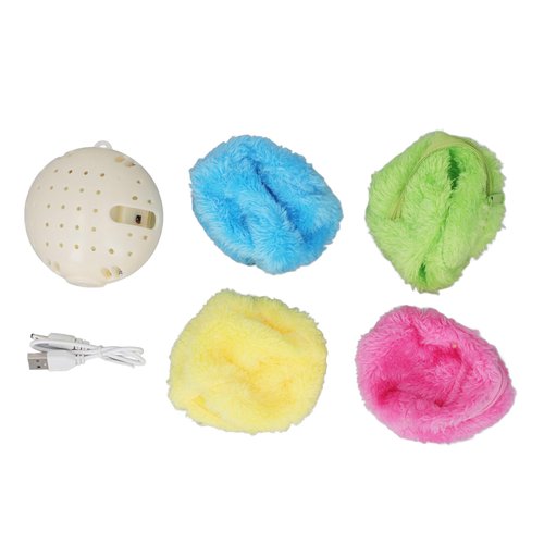 HEEPDD Active Rolling Ball, Interactive Automatic Dog Ball Toy USB Rechargeable Dog Squeaky Ball with 4 Colorful Plush Cover for Puppy Exercise Entertainment
