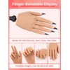 Practice Hand for Acrylic Nails, Soft Silicone Nail Hand Practice Mannequin Hand with Stand Bracket, Realistic Fake Hand for Nail Practice, Flexible Bendable Nail Training Hand for Nail Art (Right)