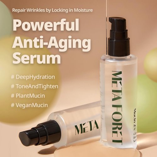 METAFORET Vegan Mucin 2x Boost Serum 3.38oz 100ml / Day and Night Face Moisturizer for Dry, Sensitive, Acne Prone Skin, Hydrating, Nourishing, Anti Aging