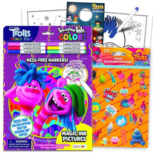 DREAMWORKS TROLLS Activity Set - Trolls Mess Free Coloring Book for Kids Ages 4-8 with Stickers a...