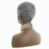 Short Gray Pixie Cut Wigs for Black Women Curly Style with Bangs and Natural Short Curly Wigs for Black Women Synthetic Wig Heat Resistant (Gray Pixie Cut)