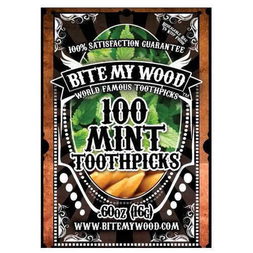 BiteMyWood Mint Flavor Toothpicks For Adults Long Lasting Super Strong Mint Flavored Toothpicks Perfect For Someone Trying To Quit Smoking Lip Tingling Will Leave Your Breath Minty Fresh (100 Picks)