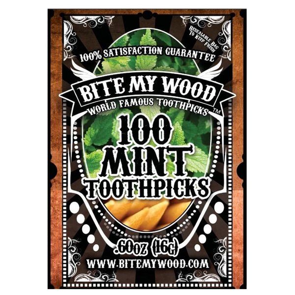 BiteMyWood Mint Flavor Toothpicks For Adults Long Lasting Super Strong Mint Flavored Toothpicks Perfect For Someone Trying To Quit Smoking Lip Tingling Will Leave Your Breath Minty Fresh (100 Picks)
