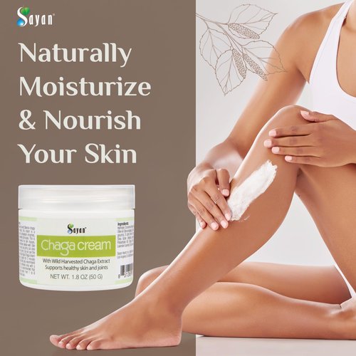 Sayan Siberian Chaga Mushroom Extract Body Cream 1.8 Oz – Luxurious Lotion Rich in Antioxidants, Melanin, Vitamins E and A, Natural Shea Butter, Beeswax, and Coconut Oil – No Added Fillers