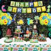 123 Pack Dinosaur Party Supplies Dino Birthday Party Decorations Set Dinosaur Themed Happy Birthday Supplies Include Plates, Napkins, Birthday Banner, Party Tablecloth for 40 Guests