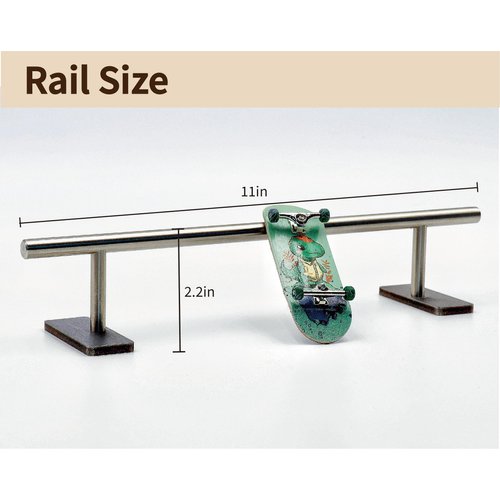 RACOFSB Fingerboard Rail Obstacles Self Assembled Made of Solid Stainless Steel for Pro Finger Skateboard (11" Long 2.2" Tall)