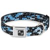 Dog Collar Seatbelt Buckle Grunge Bricks Blue 11 to 17 Inches 1.0 Inch Wide