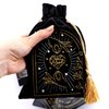 La Muci Velvet Tarot Card Bag - Drawstring Pouch for Tarot Deck Storage - Magic Black Heart Bag- Jewelry Storage & Gift Bag with Gold Tassel Drawstrings, 6.6 x 9 inches