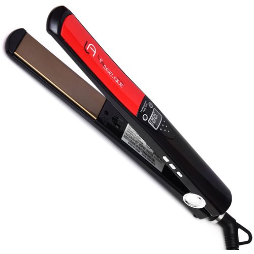 Le Angelique Titan Nano Titanium Flat Iron ● 1 Inch Styling Plates ● 450F to 120F Digital Temp Control Professional Titanium Plated Hair Straightener - Dual Voltage 110v-240v