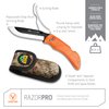OUTDOOR EDGE RazorPro Double Blade Folding Hunting Knife - Field Butcher Knife with Replaceable RazorSafe & Gutting Blades, Orange Non-Slip Handle, Camo Holster, & 6 Blades. Must-Have Hunting Gear