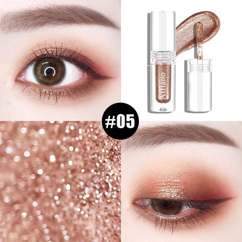 oygcee Magnificent Metals Glitter Glow Liquid Eye Shadow Natural Naked Colors, Long Lasting and Quick Drying Formula, Creates High-Impact, Multi-Dimensional Glitter Eye Looks,Talce Free #5