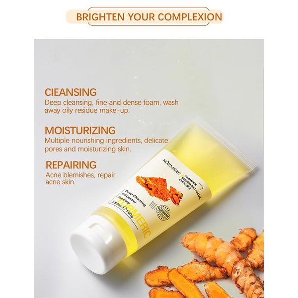 Turmeric Refreshing Facial Cleanser, 3.53 oz, Deep Cleansing, Oil Control, Soothing