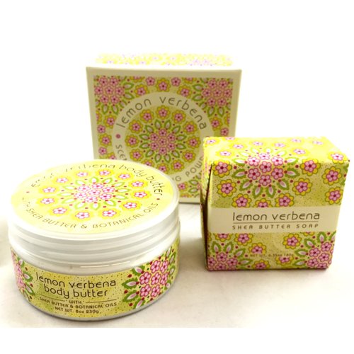 Greenwich Bay LEMON VERBENA 3 Piece Beauty Gift Set of : BODY BUTTER, SPA SOAP, and DUSTING POWDER