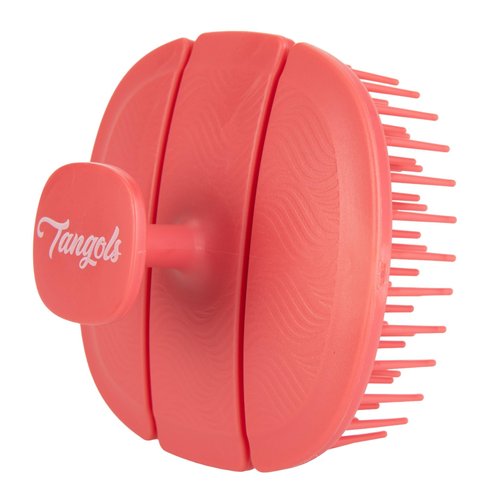 Tangols Triple-Fold Elastic Shampoo Hair Brush with Flexible-Soft Bristles, Promotes Hair Growth & Dandruff Removal, Scalp Exfoliator Head Massager Shampoo Shower Brush for All Hair Types (Red)